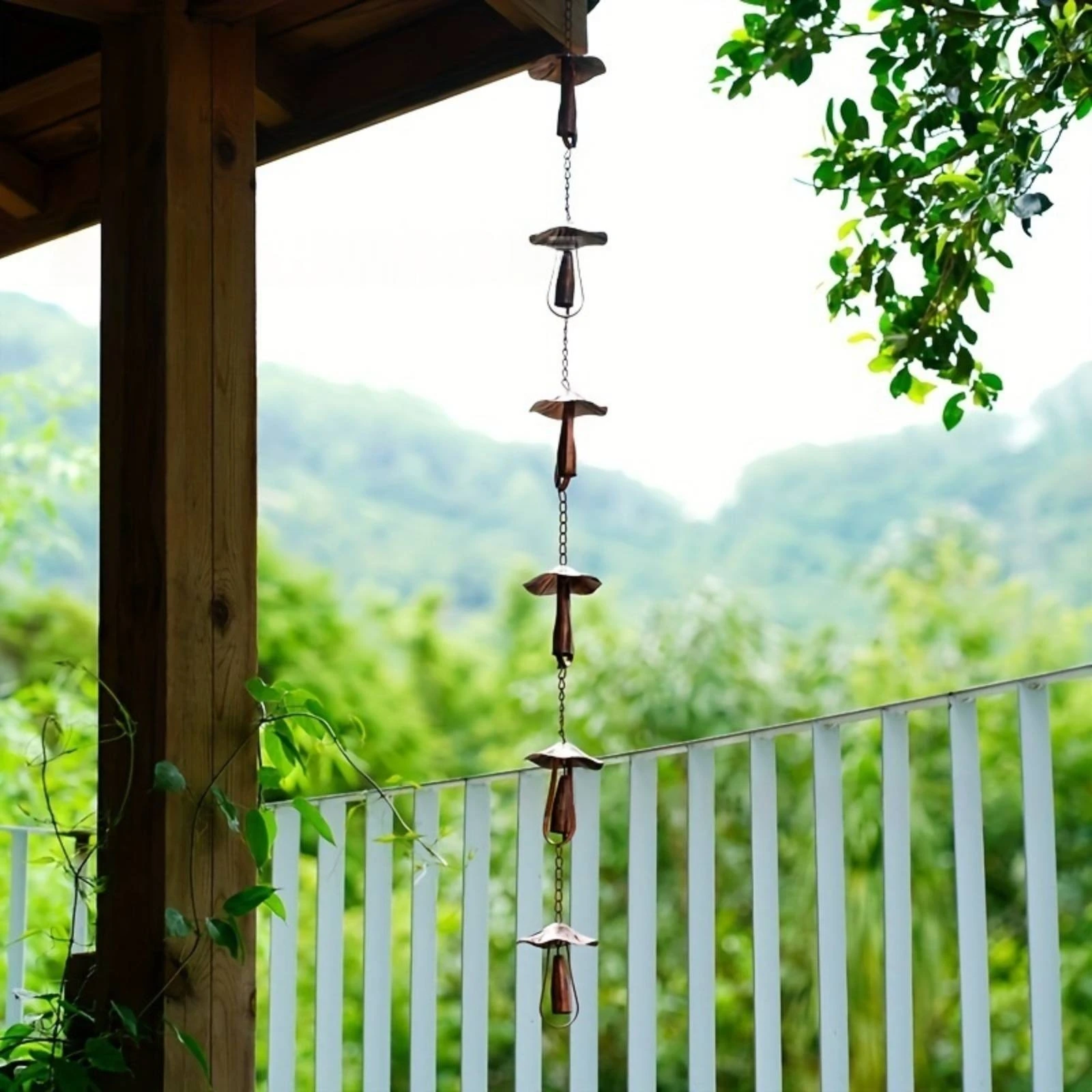 Fungus Rain Chain Hand Painted Bell Rain Chain Fungus Gutter Decoration Villa Design Downspout Replacement Weather Resistant