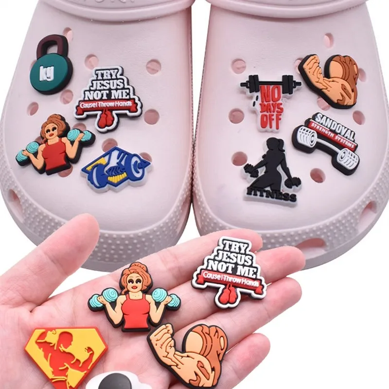 1 stücke Pins für Krokodile Charms Schuhe Zubehör Fitness Sport Dekoration Jeans Frauen Sandalen Schnalle Kinder begünstigt Männer Abzeichen