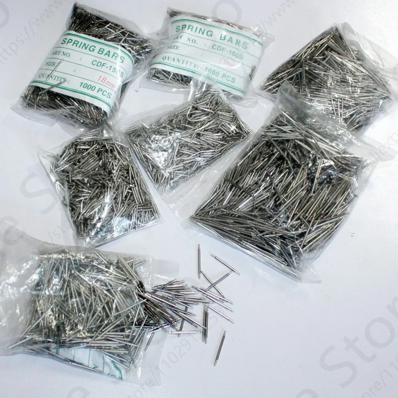 Watch Spring Bar Tool, Assista Acessórios para Relojoaria, Agulha de Mola, 1.5mm Grosso, 1000PCs, 8mm, 12mm, 14mm, 10mm, 18mm, 20mm, 22 milímetros,