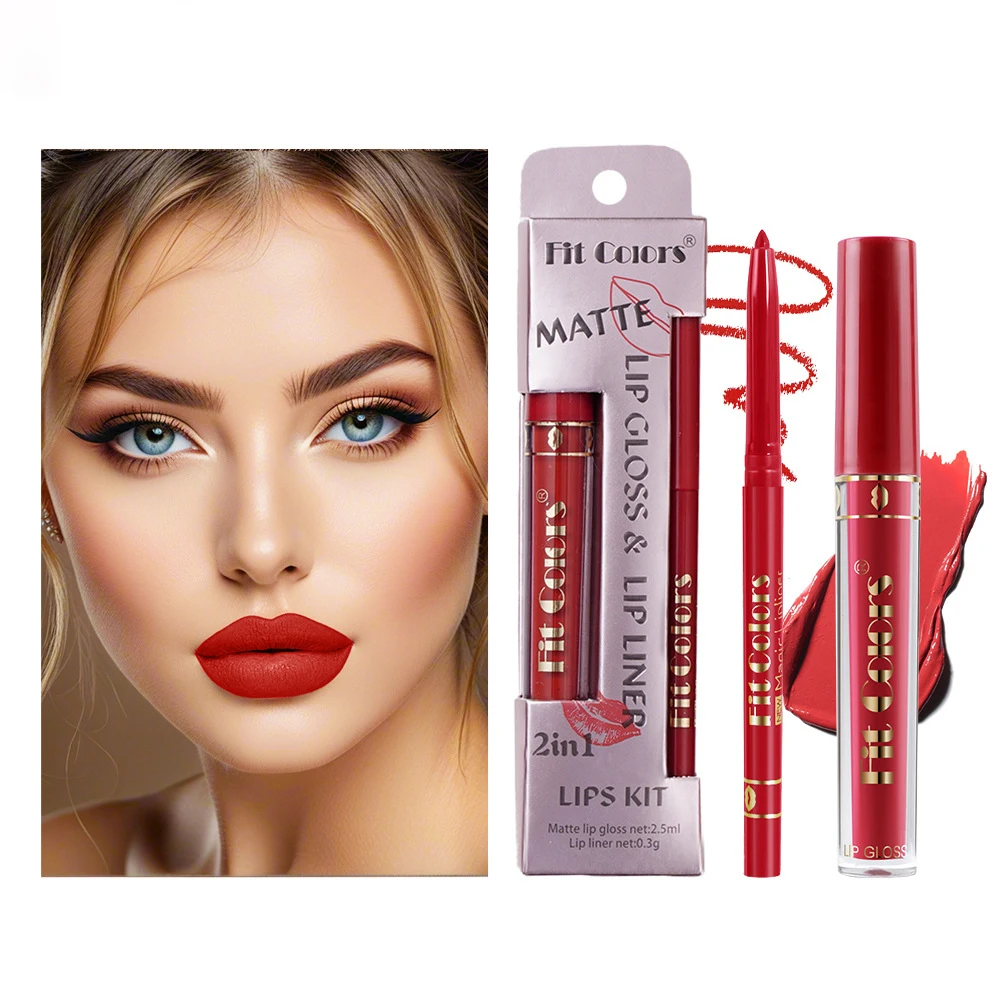 Duo Lock Lip Makeup Set Velvet Matte Matte Lip Liner + Lip Glaze