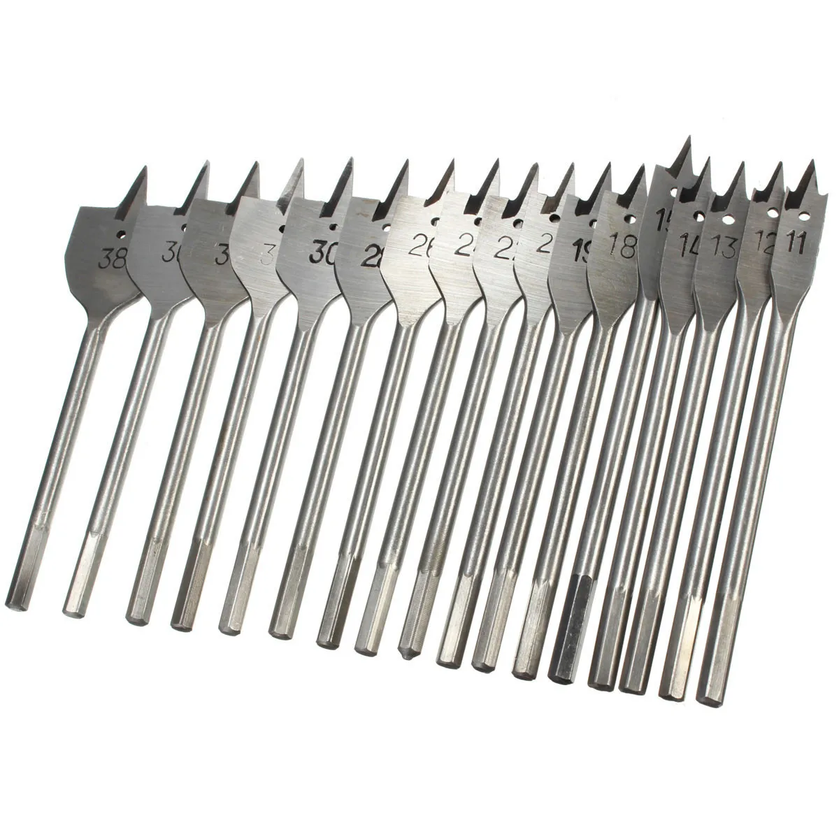 

17pcs 11~38mm Woodworking Flat Drill Woodworking Open Hole Drill Flat Drill Flat Drill Woodworking Drill Set Wood Drilling Bits