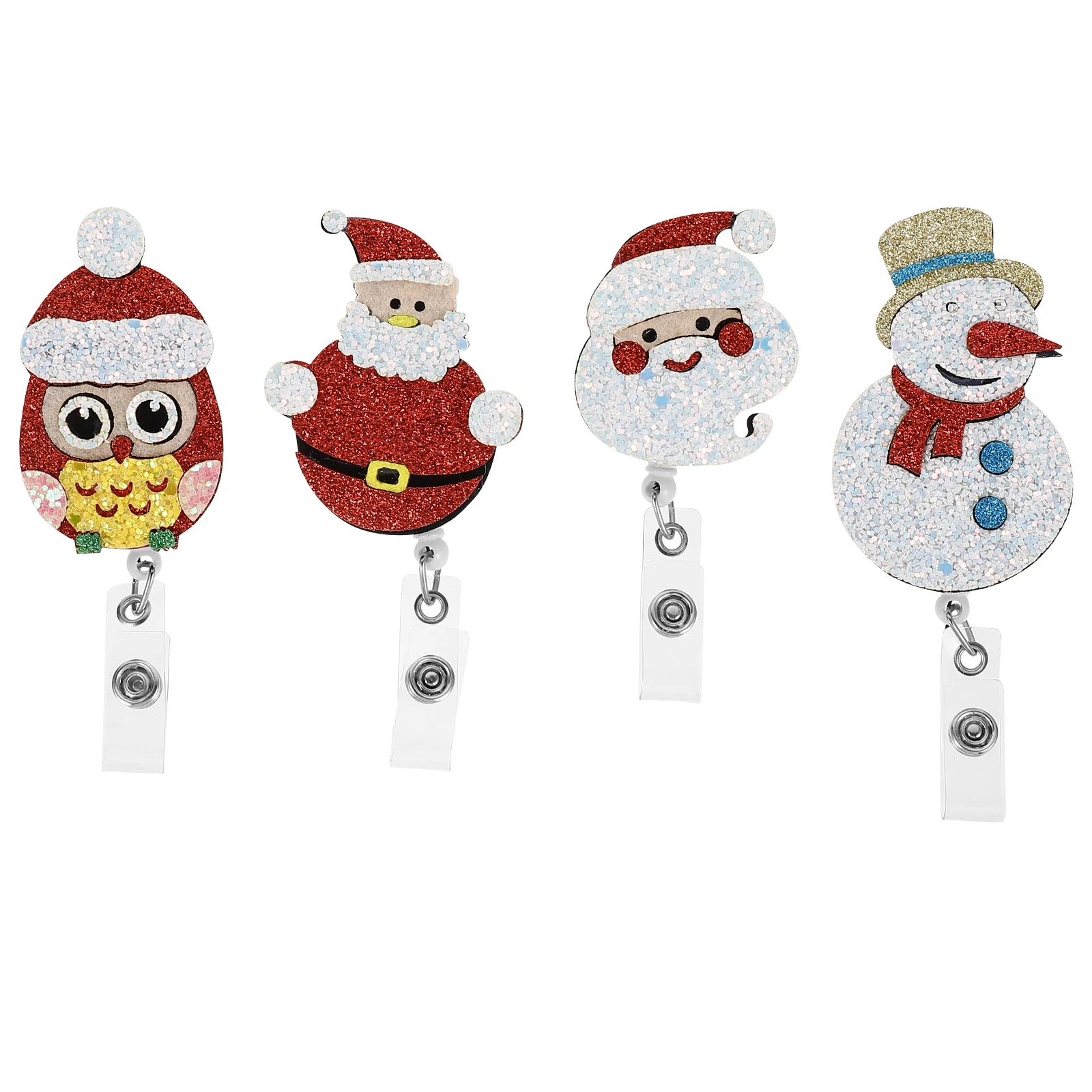 4 pezzi porta badge natalizi feltro cartone animato retrattile clip per badge da infermiera Babbo Natale pupazzo di neve forniture natalizie forniture natalizie