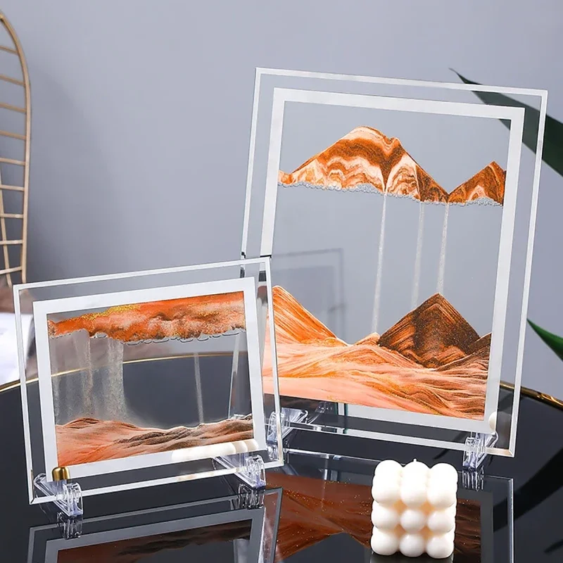 3D Colorful Moving Sand Frame Flowing Sand Art Picture Glass Sandscape in Motion Display Flowing Sand Painting Gift Home Decor