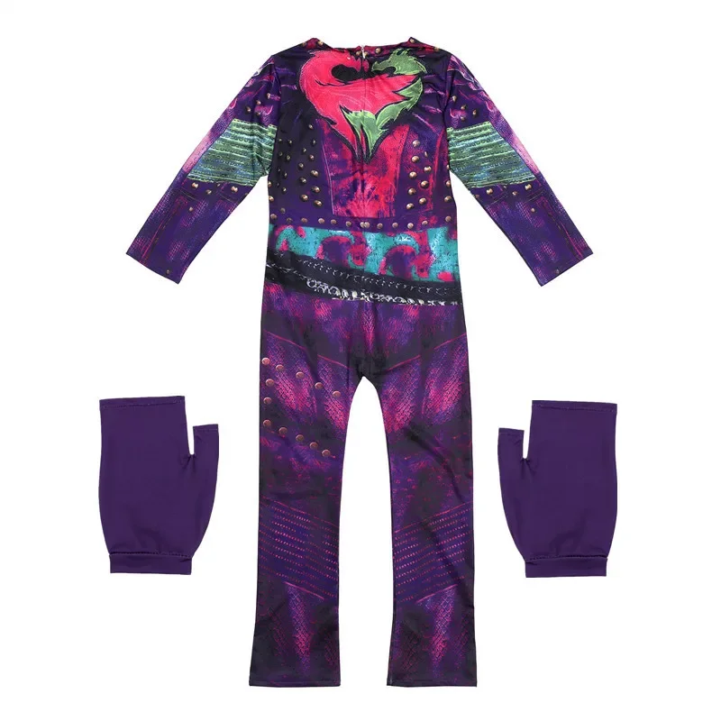 Disfraz de descendientes de Halloween para niñas, jeux populares, Cosplay para niños, mono impreso con cremallera,