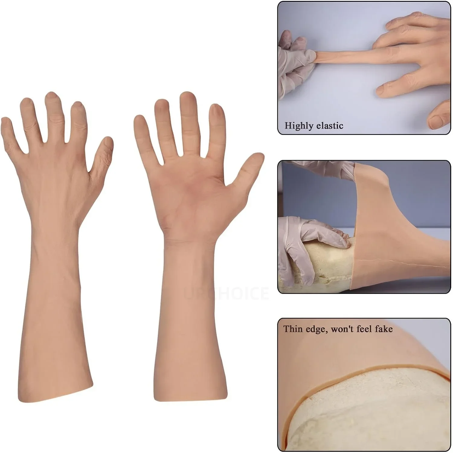 

Spotlight 40cm Male Hand Gloves Scar Cover Realistic Texture Washable Hand Sleeves Cosplay Prop
