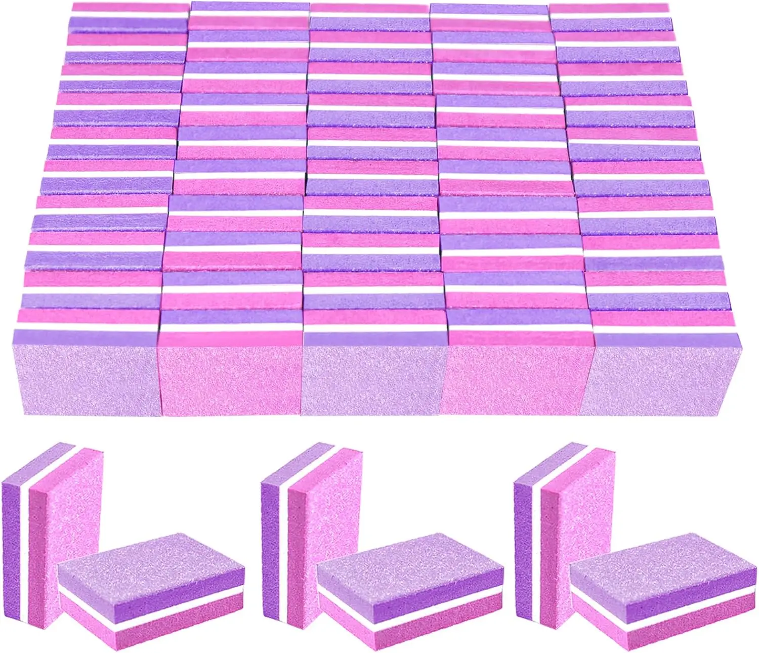 

50 Pcs Mini Nail Buffers 100/180 Grit Double-Sided Sponge Blocks for Manicure Pedicure Salon Home Use