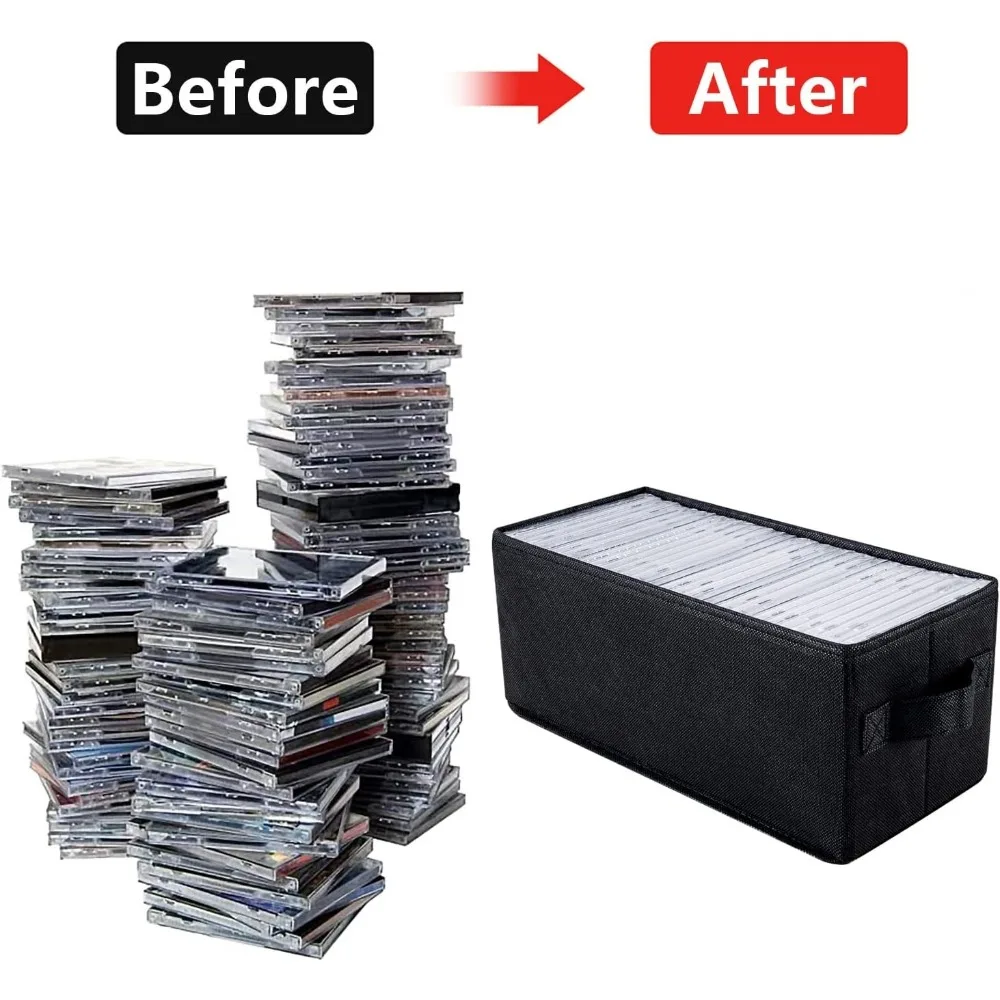 Foldable CD DVD Storage Box With Lid Movie Media Organizer Bin Non Woven Fabric Container For Video Games Books Clothes Cabinets