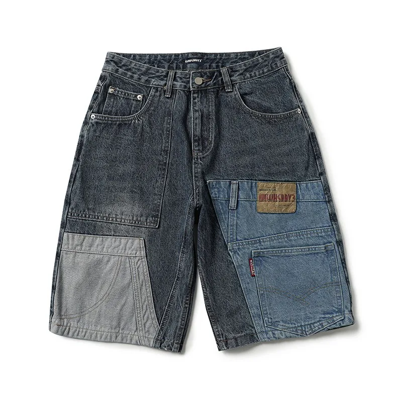 

Trendy Fashionable American-style Vintage Heavy-weight Washed Denim Jeans Straight-cut Pants for Men Shorts
