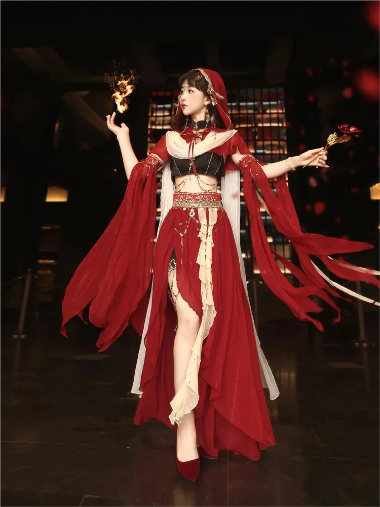 Traje de estilo antigo do viajante Han estilo exótico vermelho regiões ocidentais dança menina