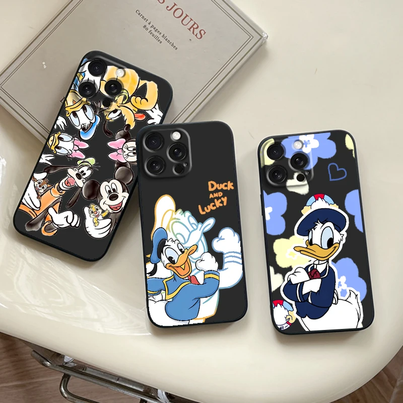 Disney Donald Daisy Duck Cute For iPhone 15 14 13 12 11 XS XR X 8 7 SE Pro Max Plus Mini Black Soft Phone Case