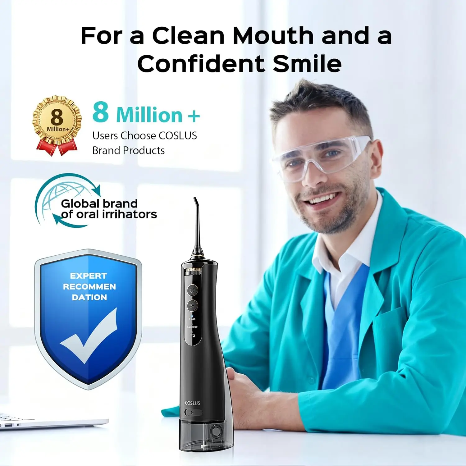 10段階設定のポータブルウォーターフロッサー、矯正器具や敏感な歯茎用のコードレスデンタルピック - BPAフリー、旅行に便利