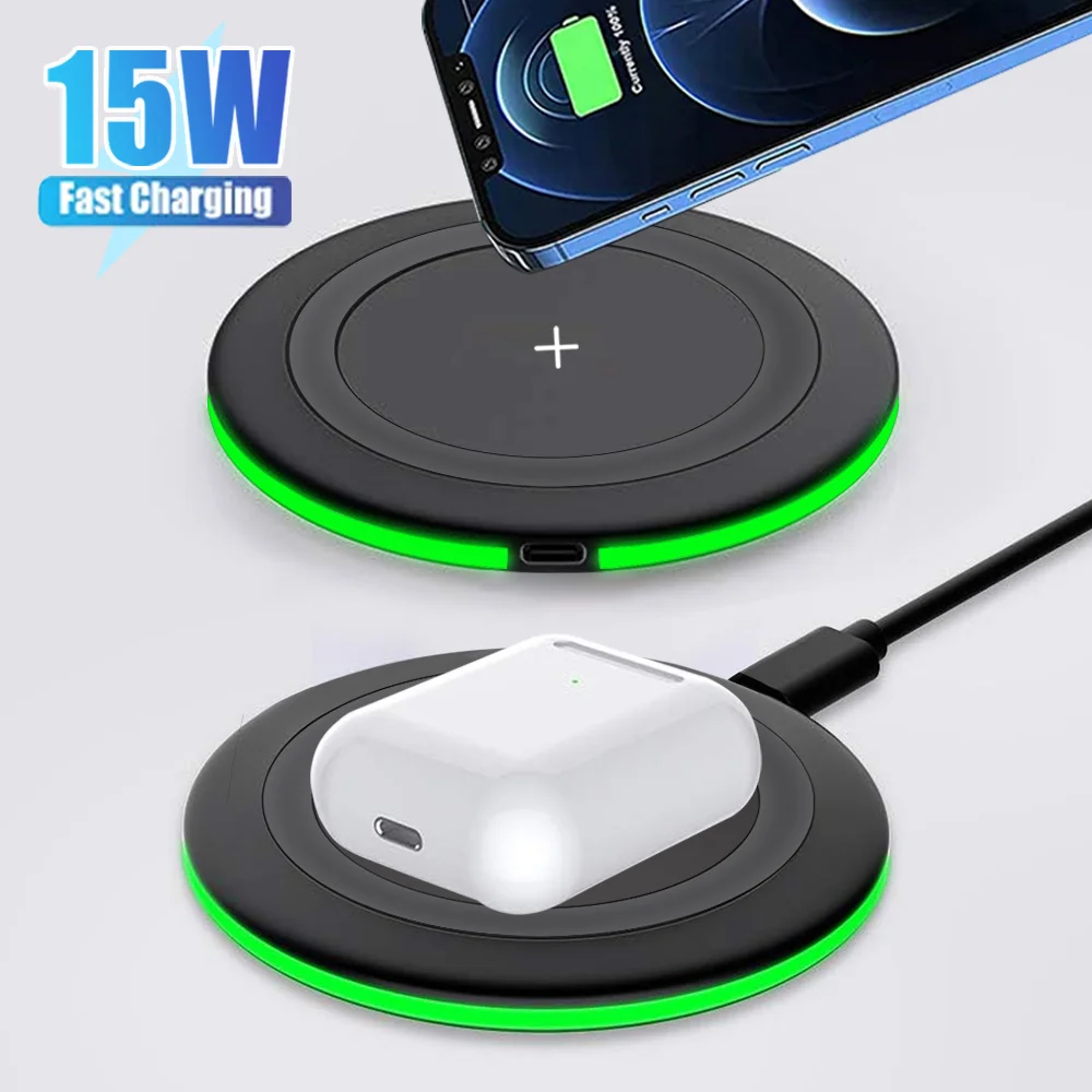 Magnetic Wireless Charger Station 15W Fast Wireless Charging Pad Dock Station For iPhone 16 15 14 13 12 Pro Max Samsung S24 S23