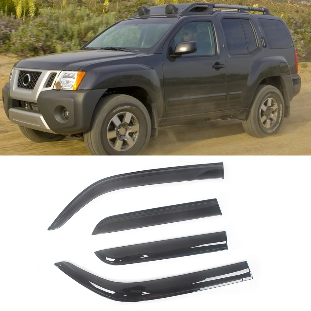 For Nissan Xterra 2000-2016 Auto Side Window Wind Deflectors Visors Black Rain Guard Door Visor Vent Shades Dark Smoke Ventvisor