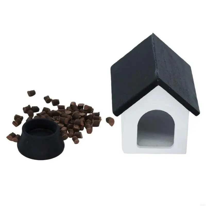 

76HF Realistic Supplies Model Dollhouses Pet Dog House Dog Bowl Collection