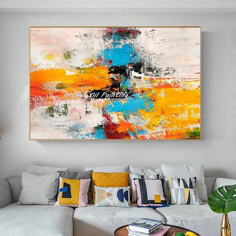 

Arthyx Handmade Colorful Abstract Texture Oil Paintings On Canvas Large Size Modern Wall Art Pictures For Living Room Home Decor