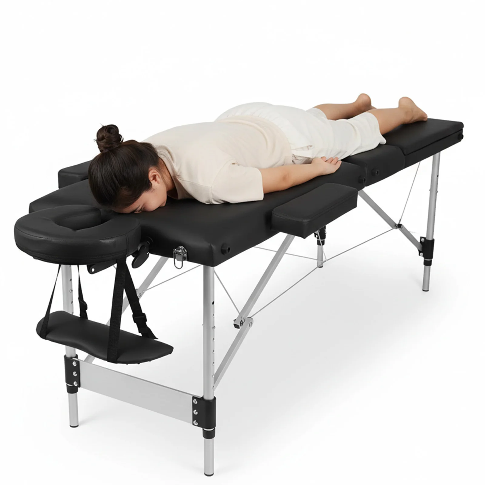 

Складная массажная кушетка с алюминиевыми ножками, регулируемая по высоте, для салонов красоты, спа, тату-салонов, массажа ног и ухода за лицом