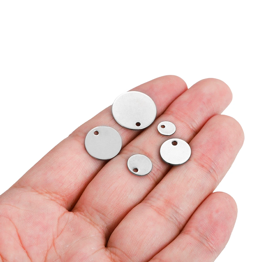 10-50pcs 6-30mm Stainless Steel Charms Round Dog Tag Pendant Stamping Blanks Pendants For Custom Necklaces DIY Jewelry Making