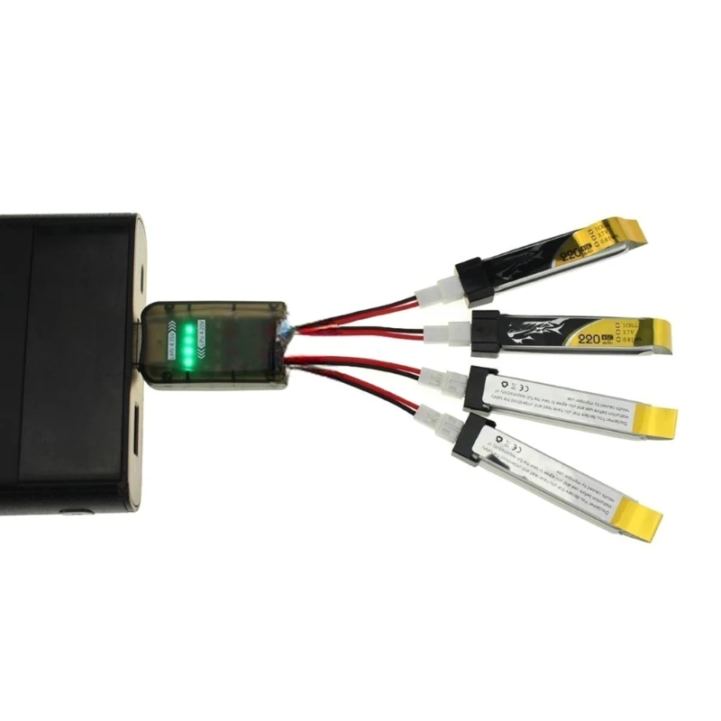 شاحن USB للبطارية 4CH لخلايا Lipos وLiHV 1S، أربعة مخرجات مستقلة مع مؤشرات حالة LED واضحة