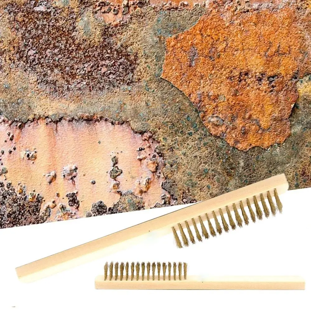 

12 шт., щетка для чистки проволоки с деревянной ручкой, медная проволока, эргономичный дизайн, очиститель для нескольких поверхностей, очистка поверхности/внутренняя поверхность