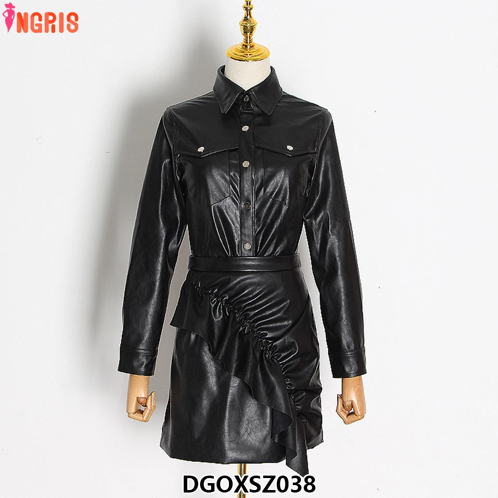 

Hot sale women's leather shirt black 100% sheep/lambskin genuine leather breathable-SZOSL038