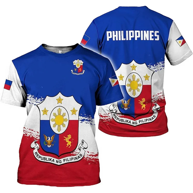 New 3D The Flag Of Philippines Printed T Shirt The Philippines Coat Of Arms Spiritual Totem Graphic T-shirts For Men Vintage Top