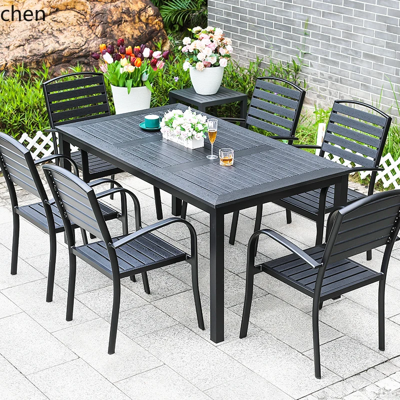 

YXY Outdoor Table and Chair Courtyard Plastic Wood Aluminum Alloy Table and Chair Balcony Garden Milk Tea Shop