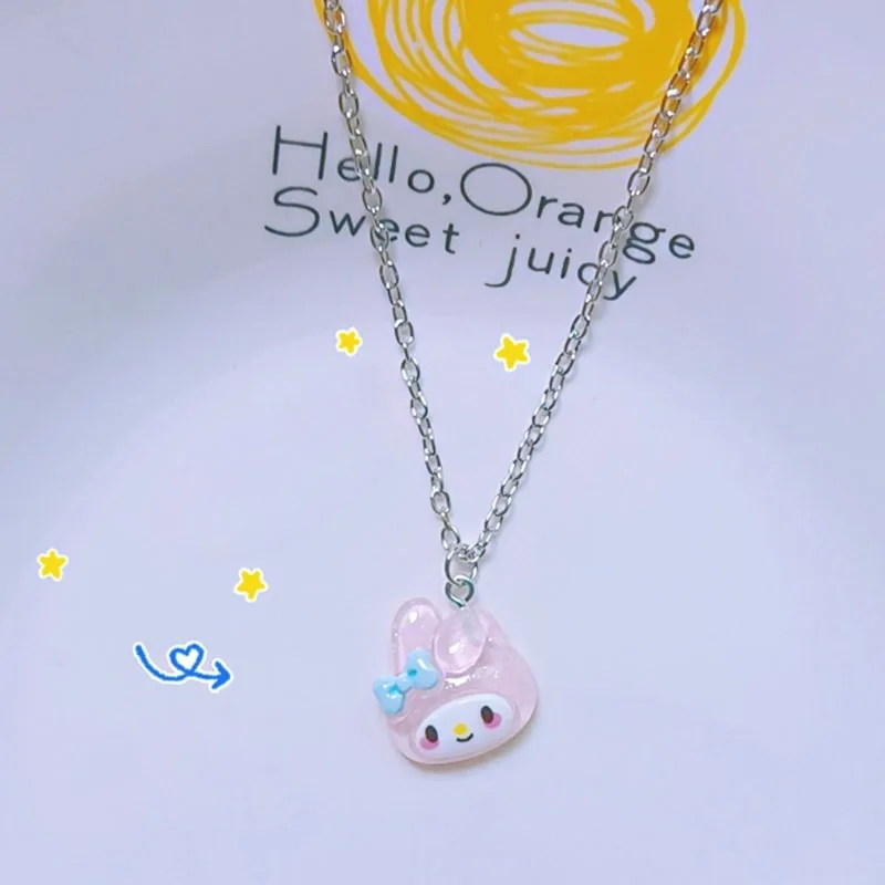 Sanrio Kuromi Necklace Anime Cartoon Character Q Cute Cinnamoroll My Melody Decoration Pendant Toy Children's Girl Birthday Gift