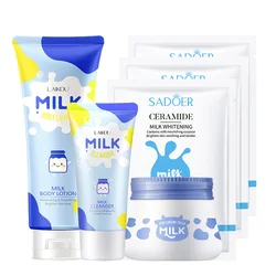 Milk Skin Care Set Facial Moisturizing Cream Cleaning Glowing Collagen Skin Hydration Serum Tender Skincare Products Kits Beauty