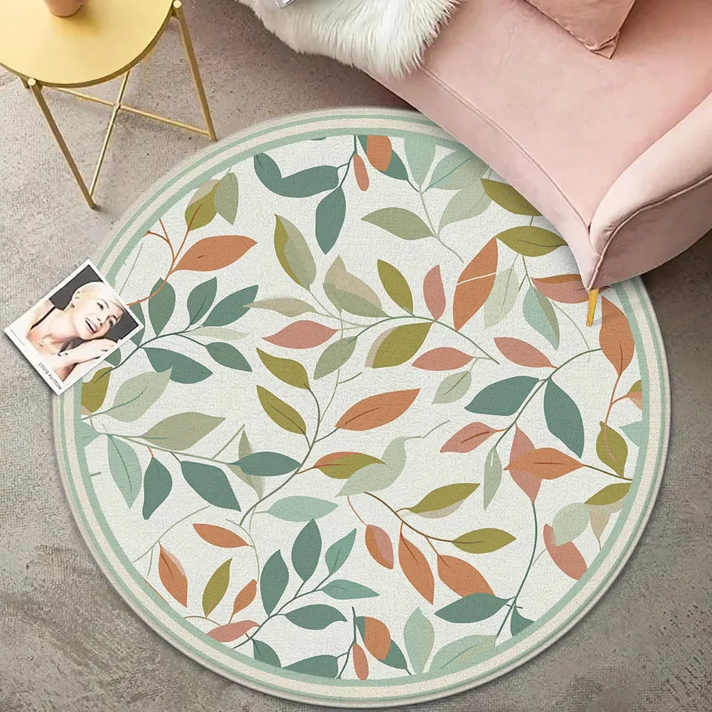 

Винтажные декоративные круглые коврики в цветочек для гостиной, коврики для спальни, домашние коврики-качалки для кресла, моющиеся коврики для отдыха