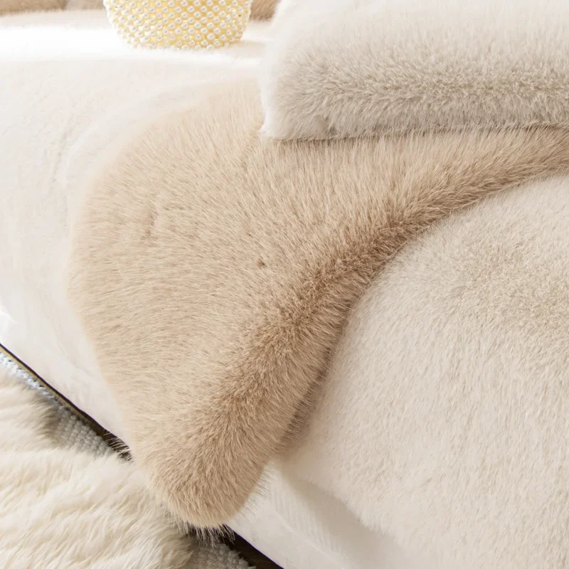 Thicken Mink Plush Sofa Towel Winter Warm Sofa Covers L-shaped Sectional Non-slip Couch Slipcovers Washable Mat for Living Room