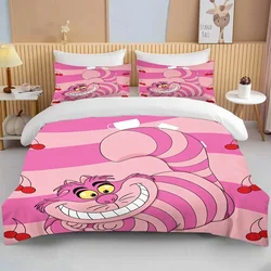 Alice in Wonderland Bedding Set Cartoon Baby 3 Pieces Set Bed Set King Size Pillowcase Adult Bed Cover Bedroom Bed Set Duvet