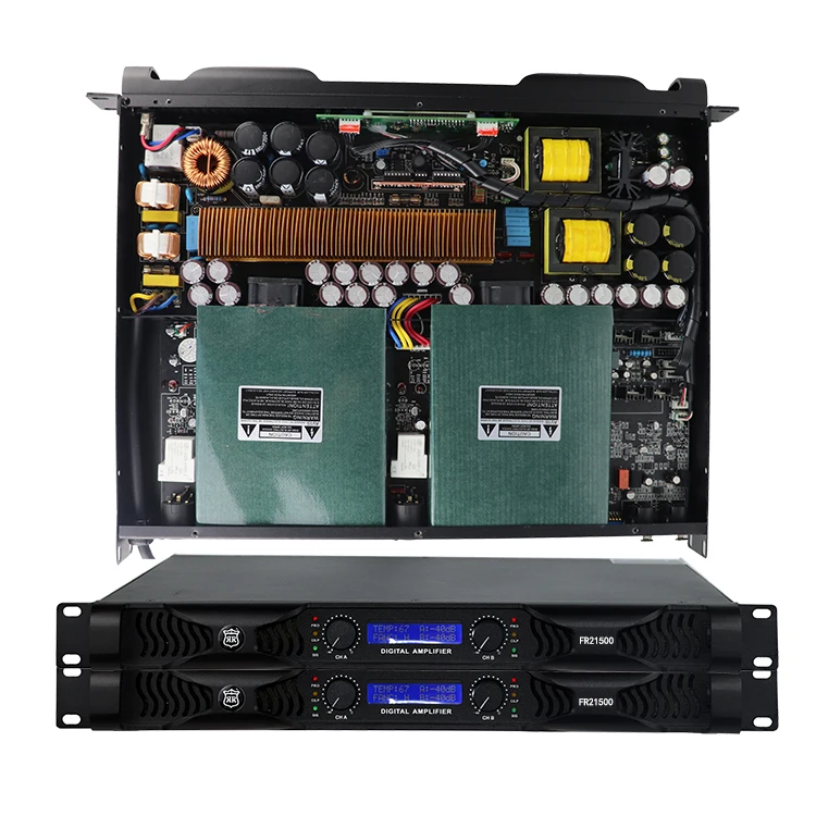 Audio Line Array Professional Digital Power Amplifier Manufacturer with Display Class D Bar 1U High-power Two-channel 2300 Watts