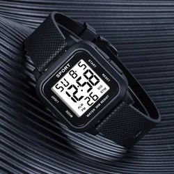 YIKAZE Men Sports Watch Back Light Display Countdown Men's Digital Watches 3Bar Waterproof Military Clock Alarm Wristwatch