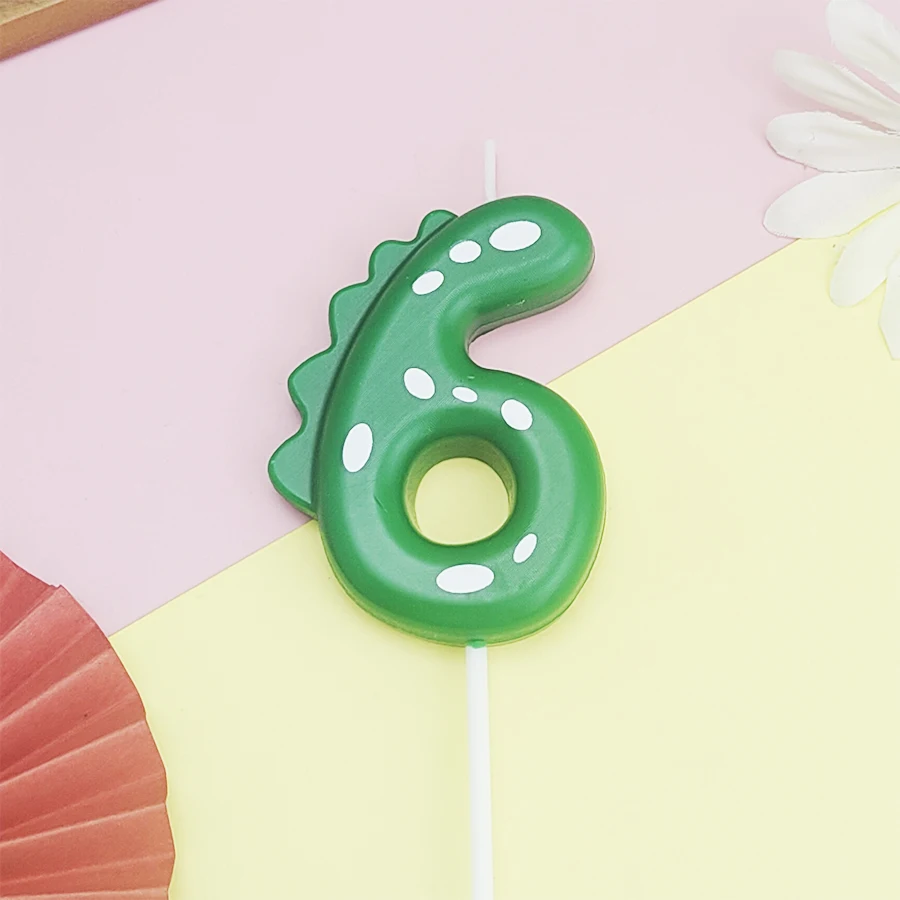 Grüne Dinosaurier-Zahlen 0–9 + 8 Stück grüne Kerzen „Happy Birthday“-Kuchenkerze für Kinder, Prinz, Party, Cartoon-Dinosaurier-Dekoration – Detail 18