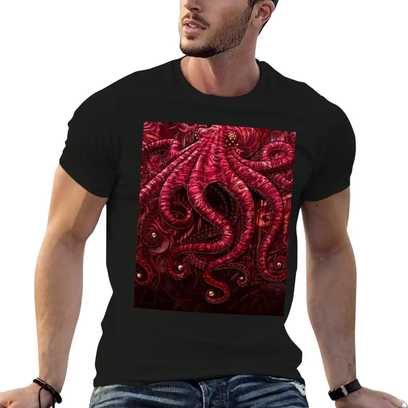 

Gore and Blood Horror Octopus T-Shirt blue lock Luxury man tshirts for men