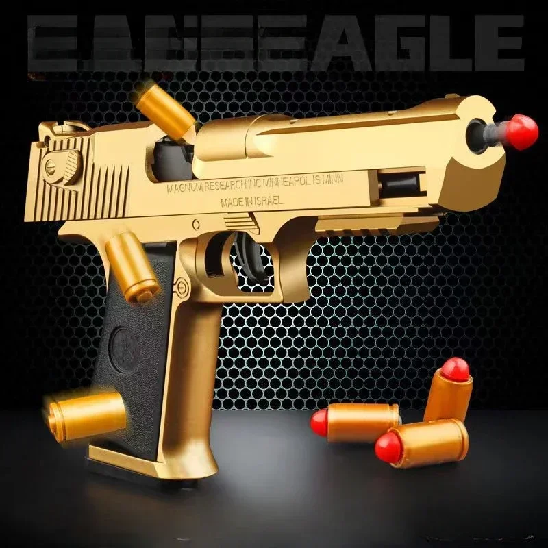 Desert Eagle Automatic continuo Fire Pistol Shell Ejection Black Gun vuoto Hanging Soft Bullet Launcher Toy Gun Gift