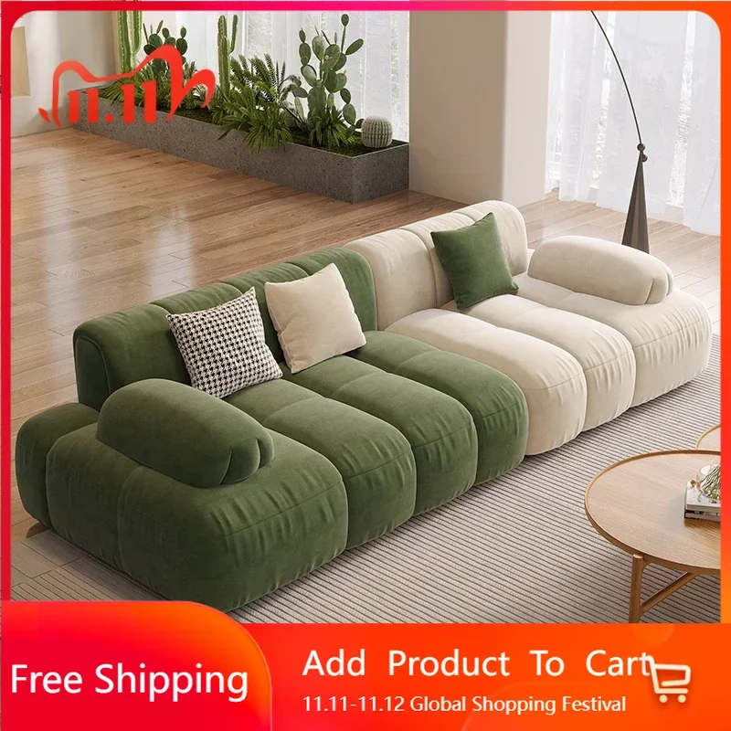 

Display Comfortable Living Room Sofa Puff Soft Lazy Relaxing Minimalist Sofa Elegant Modern Designer Divano Postmodern Furniture