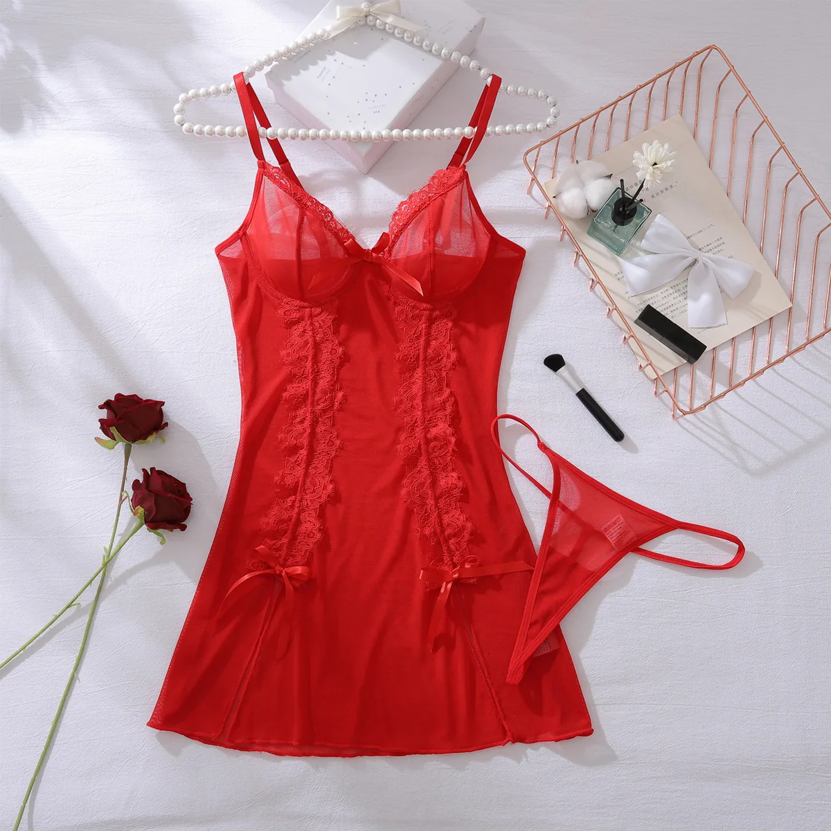 

Sexy Hot Lingerie Women's Dress Kit Pure Desire Romantic Wedding Nightwear Call Of The Night