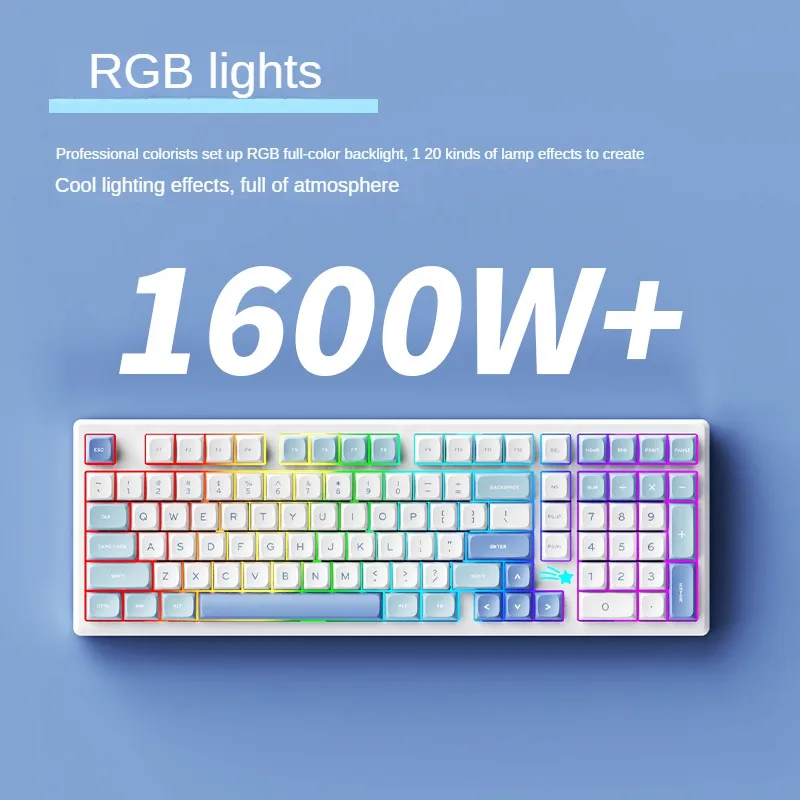 Imagem -04 - Teclado Gaming Mecânico Eixo Personalizado com Fio sem Fio Liga de Alumínio Rgb Light 101 Chaves 8000mah Vter-galaxy100
