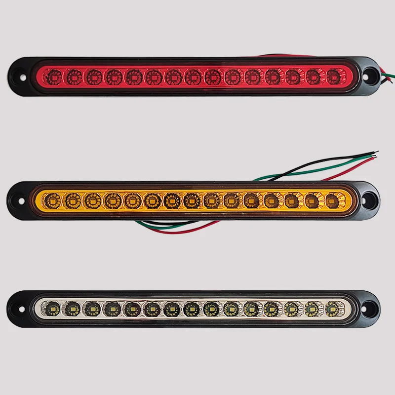 2Pcs Universal 15 LED Trailer Light Bar 12V 24V Camion Brake Light with Turn Signal Lights for Volvo Truck Pickup Boat