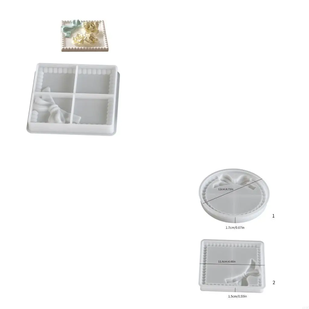 195C Easy Cleaning Silicone Mould Round Resin Tray Mold Silicone Texture for Crafting Beautiful Square Trays and Home Decors