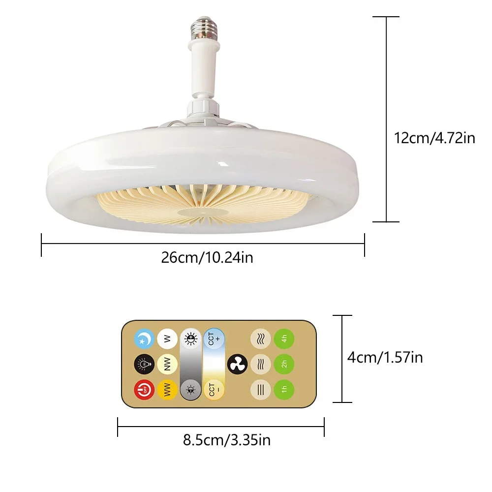 E27 LED Ceiling Fan Light 3-speed Cooling Fan Remote Fan Light 30W Dimmable Ceiling Fan Light Electric Fan Ventilator Light