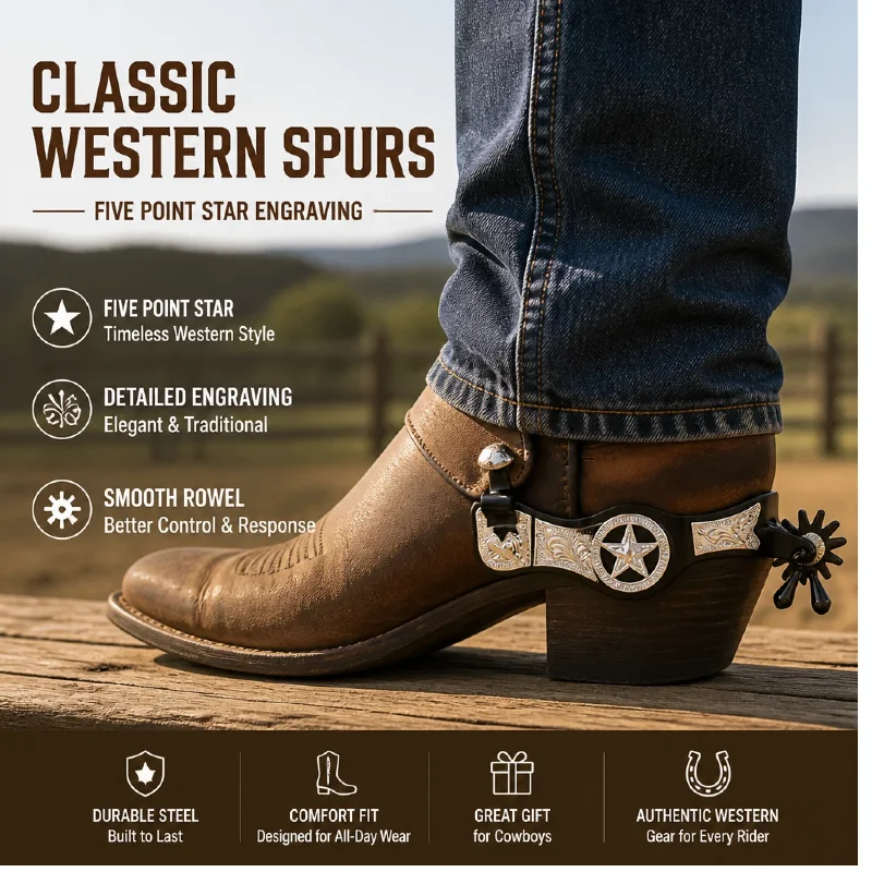 black-stainless-steel-horse-spurs-cowboy-boot-decorative-riding-accessories-for-equestrian-training-and-hobby-horse