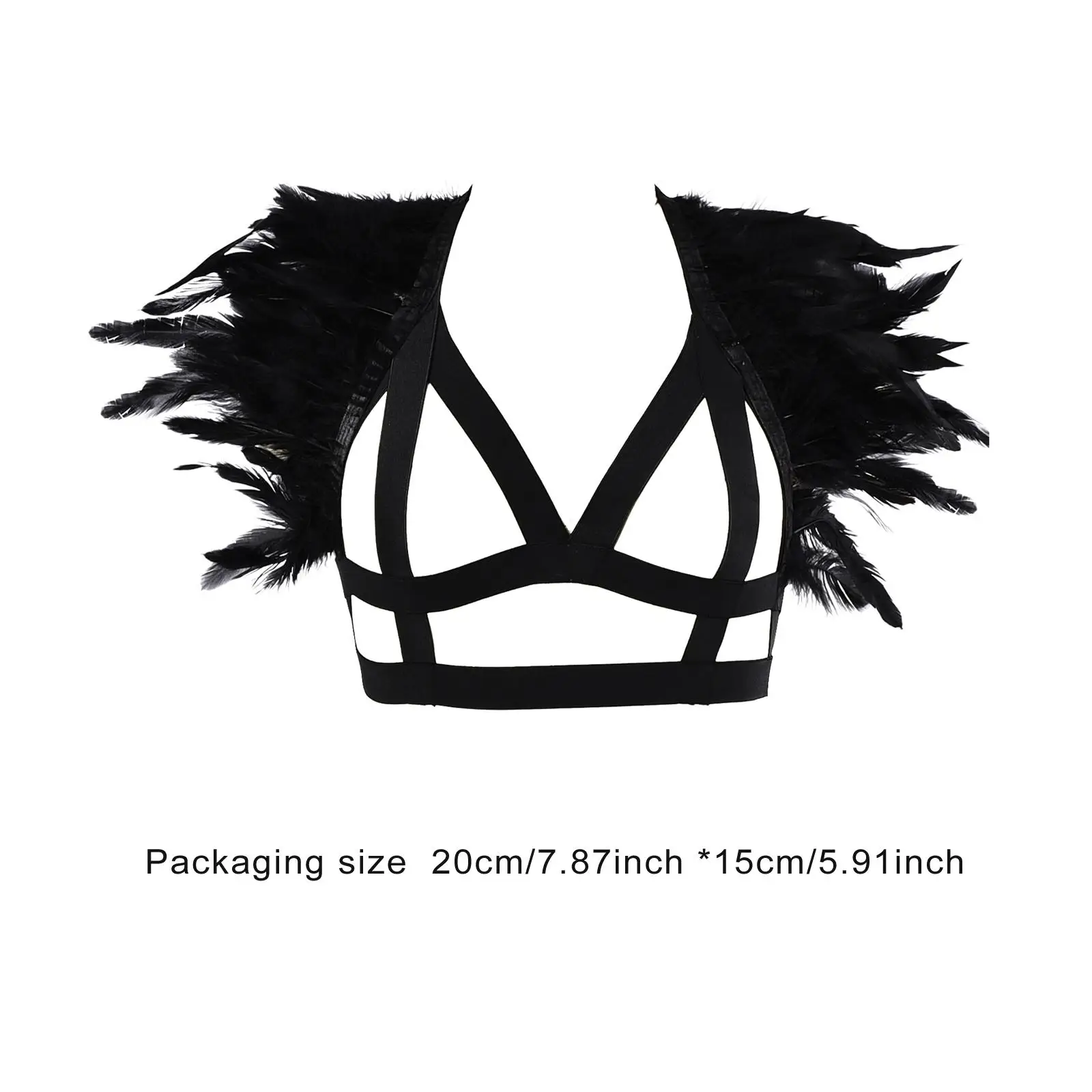 الهيئات تسخير الصدرية التصوير الملابس والاكسسوارات الهذيان القوطي كتاف الكتف الجناح Strappy لمهرجان كرنفال ملهى ليلي #5