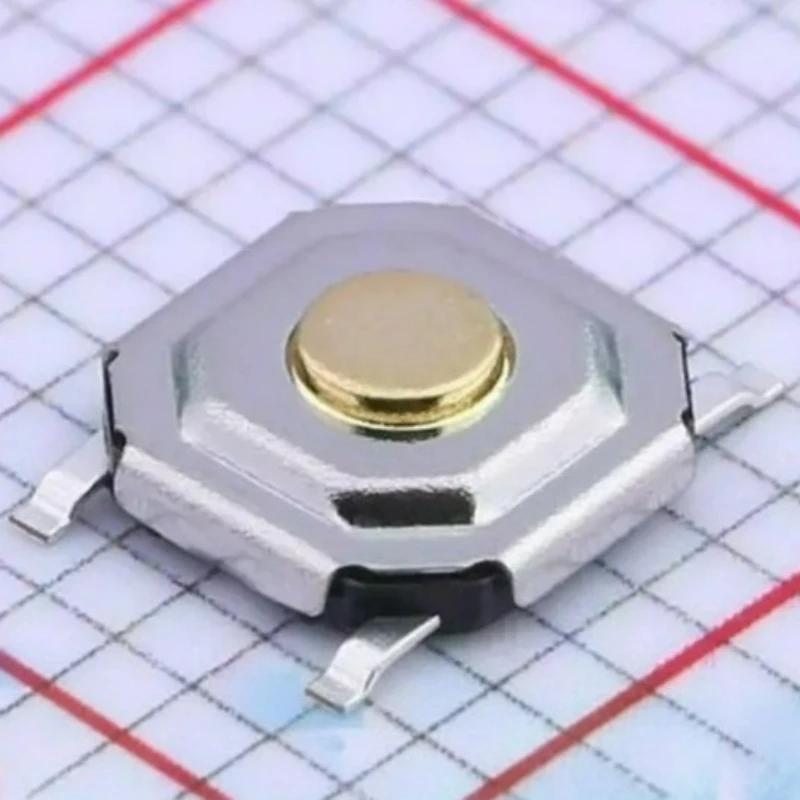 （50pcs）TS-1187A-B-A-B SMD-4P 5.1*5.1*1.5mm Single-throw circular button 1.6N vertical mount metal head waterproof touch switch
