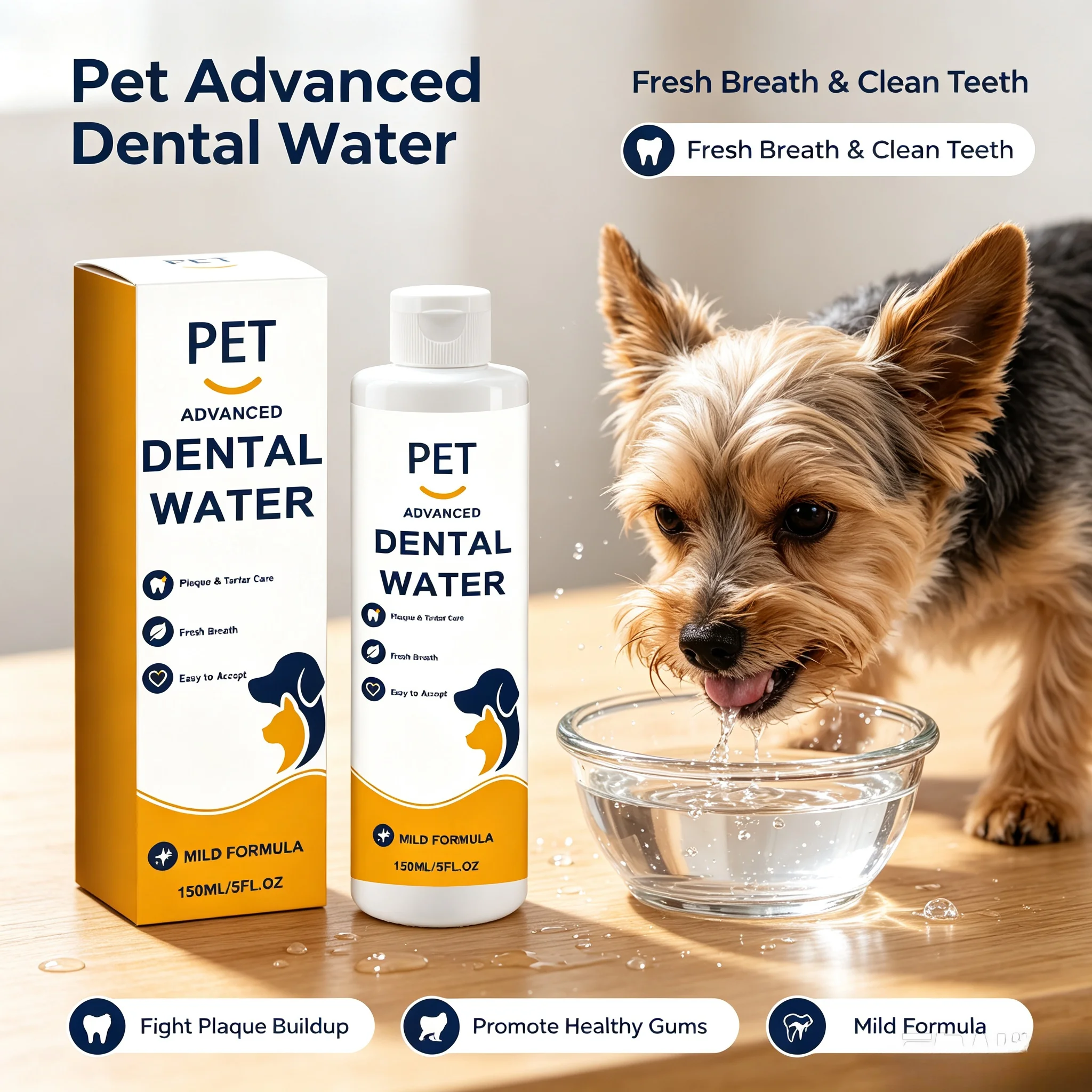 Pet Advanced Dental Water Dogs Maintains Fresh Breath Clean Teeth Promote Healthy Gums Fight Plaque Buildup Dog Oral Care Liquid