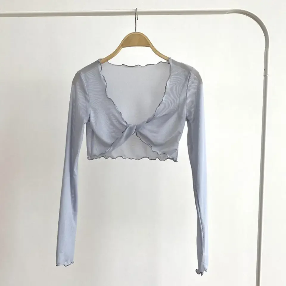 For Daily Wear Regular Length Top V-neck Long Sleeve Vacation Outfit Autumn Fashion Polyester Fabric Sexy Style