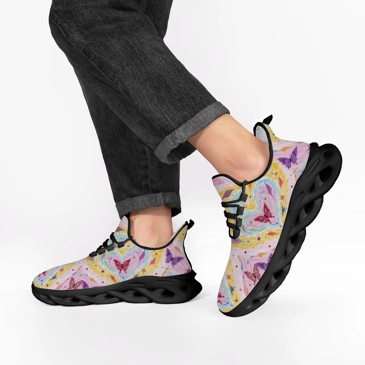 

Fashion Kids Casual Shoes Fleece Lined Casual Sneakers with Colorful Butterfly Heart Star Art Print Girls Boys Sports Shoes