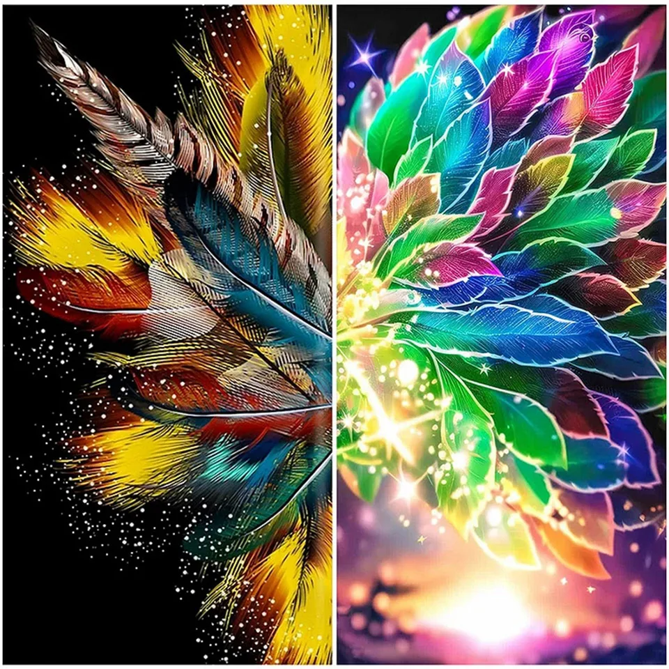 Splash Feather Diamond Embroidery Full Drill 5D DIY Diamond Painting Abstract Art Cross Stitch Kits Rhinestone Pictures Decor