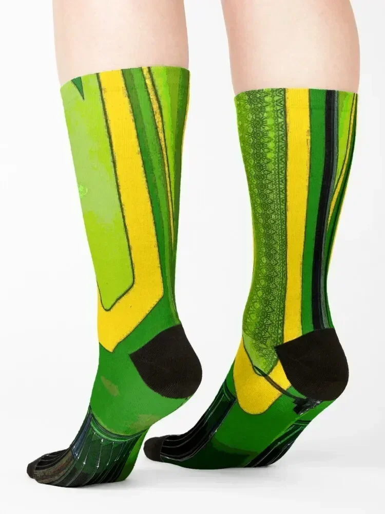 Low-Rider Hood - Green/Yellow Socks japanese fashion Wholesale moving stockings Children's Luxury Woman Socks Men's